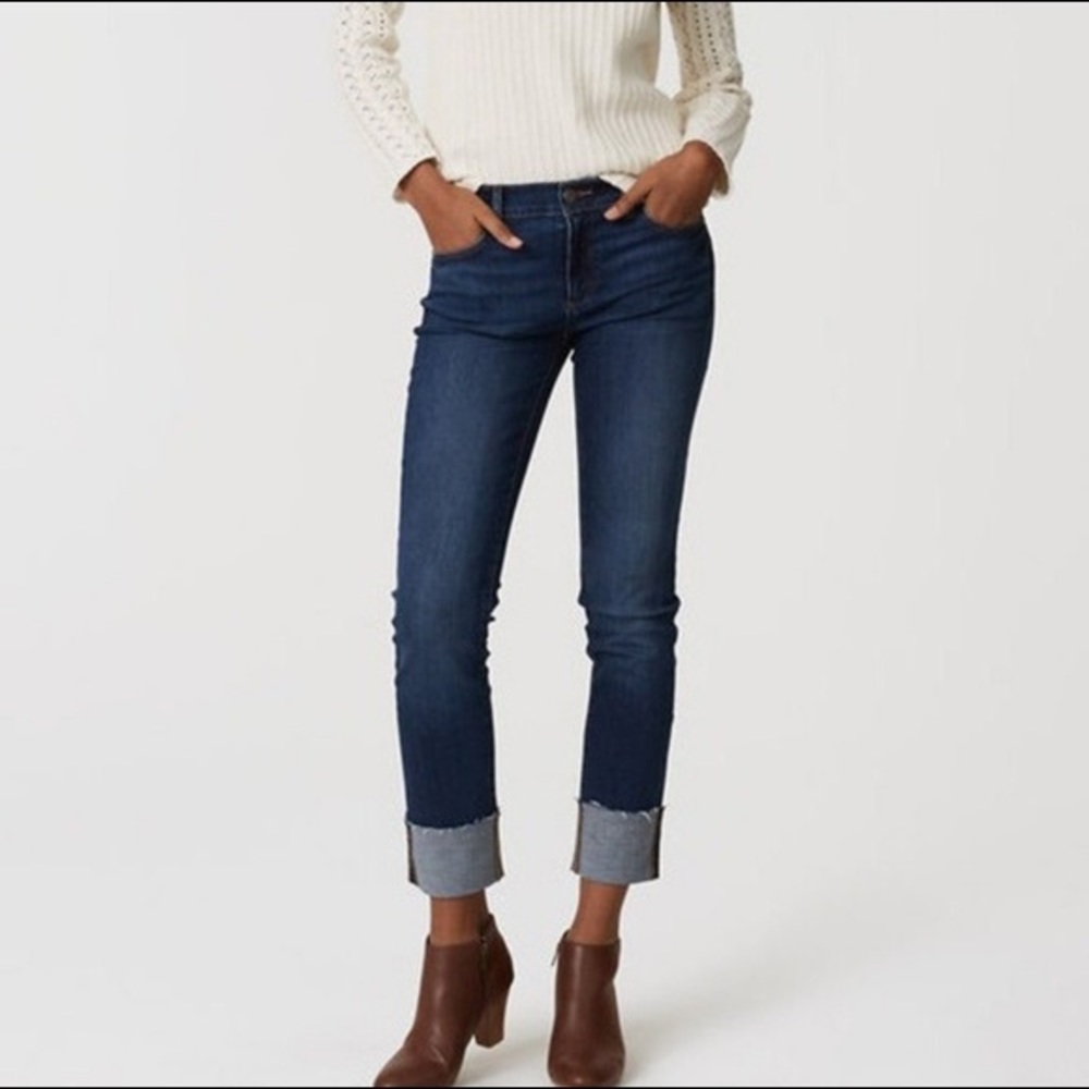 Loft Made and Loved Modern Straight Cuffed Jeans